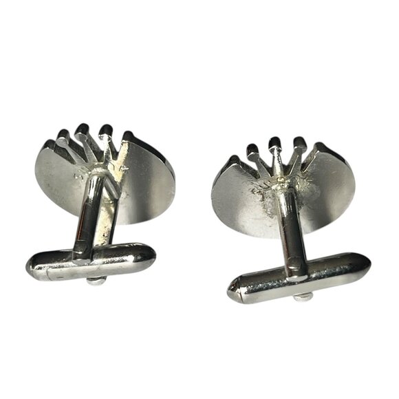 Swank MCM Silvertone Crown Design Cufflinks 7/8" Diameter Men's Dressy Career - Picture 4 of 5